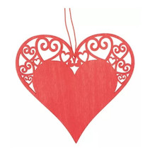Dřevěná dekorace Srdce 10cm červené