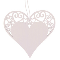 Dřevěná dekorace Srdce 12cm bílé