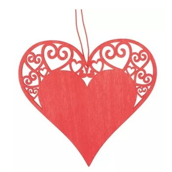 Dřevěná dekorace Srdce 10cm červené