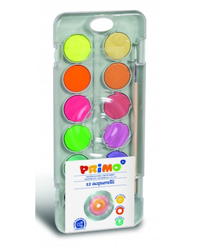 Vodové barvy Primo 12 barev fluo/metalické