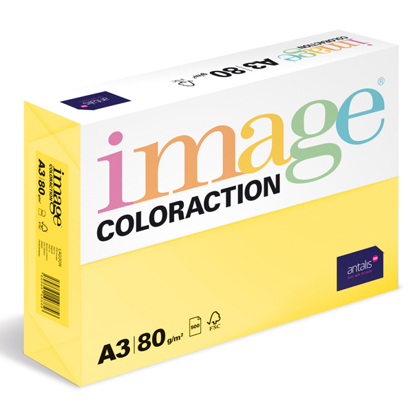 Barevný papír Image Coloraction A3 80g pastelově žlutá 500 ks 119158