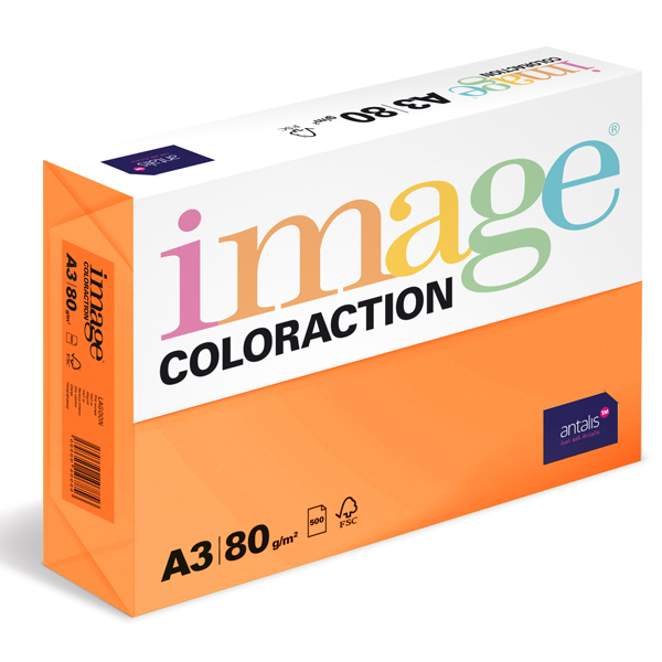 Barevný papír Image Coloraction A3 80g reflexní oranžová 500 ks 119162
