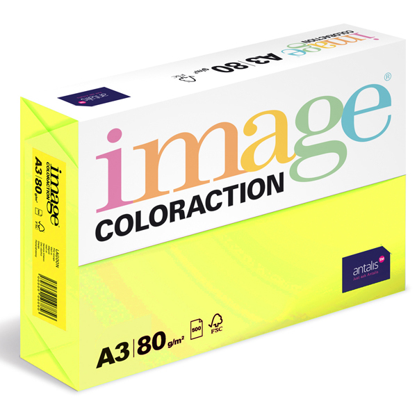 Barevný papír Image Coloraction A3 80g reflexní žlutá 500 ks 119159