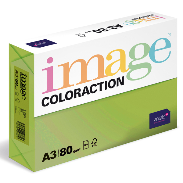 Barevný papír Image Coloraction A3 80g středně zelená 500 ks 119149