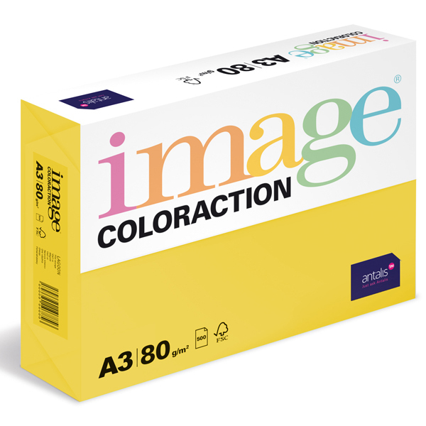 Barevný papír Image Coloraction A3 80g sytá žlutá 500 ks 119145