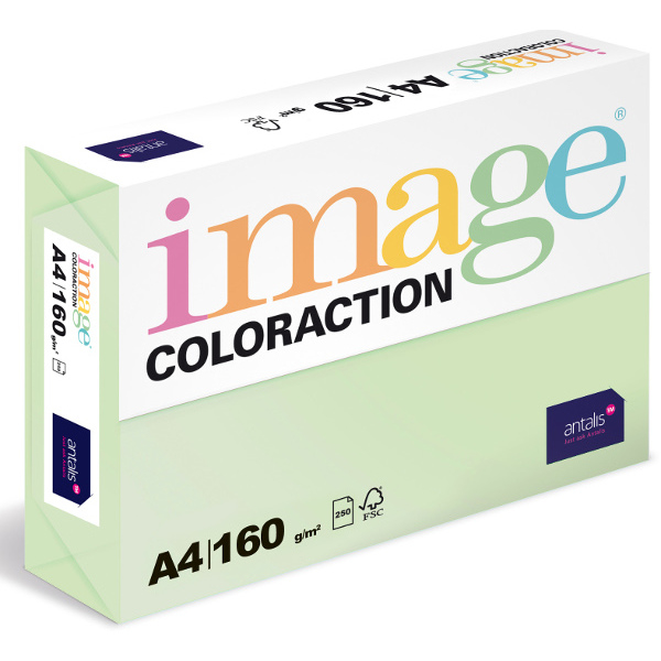Barevný papír Image Coloraction A4 160g pastelově světle zelená 250 ks 119139