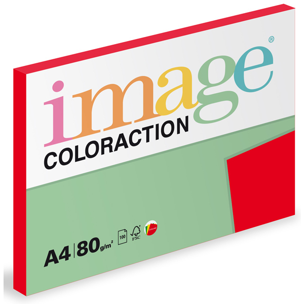 Barevný papír Image Coloraction A4 80g intenzivní jahodově červená 100 ks 119083