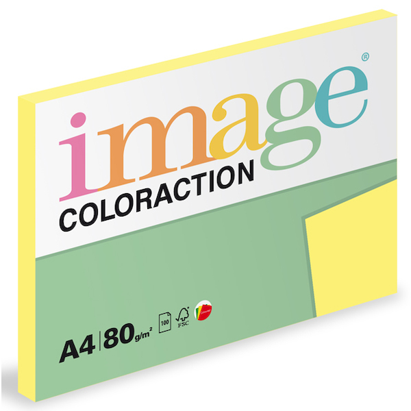 Barevný papír Image Coloraction A4 80g pastelová citrónově žlutá 100 ks 119099