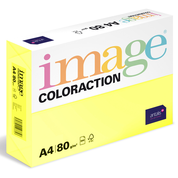 Barevný papír Image Coloraction A4 80g pastelová citrónově žlutá 500 ks 119098