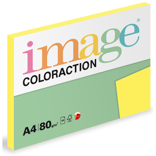 Barevný papír Image Coloraction A4 80g středně žlutá 100 ks 119089