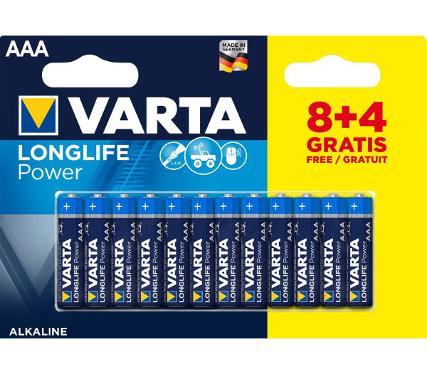 Baterie alkalické Varta Longlife Power LR03-AAA(1,5V) 12ks 402184