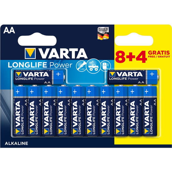 Baterie alkalické Varta Longlife Power LR06-AA(1,5V) 12ks 402185