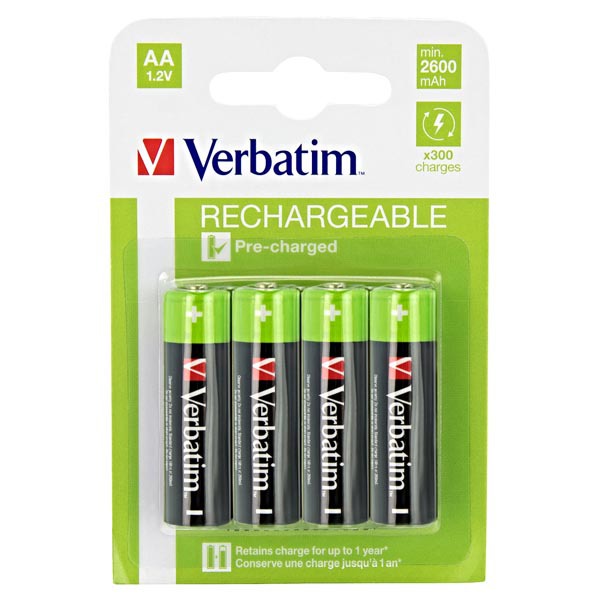 Baterie Verbatim nabíjecí AA 2600mAh 4ks 219534