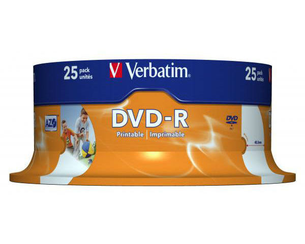 DVD-R Verbatim 4,7GB 16x printable cake box 25ks 146001