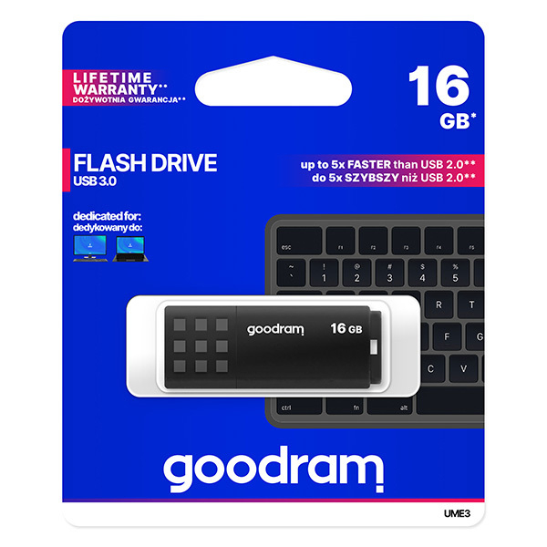 Flash disk USB Goodram černý s krytkou 16GB 149595