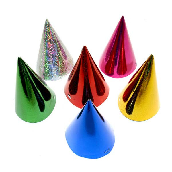 Klobouček karnevalový 6ks hologramový mix barev 938859