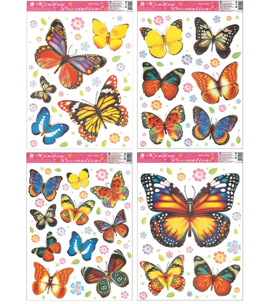 Okenní fólie Motýlci 42x30 cm mix 309477