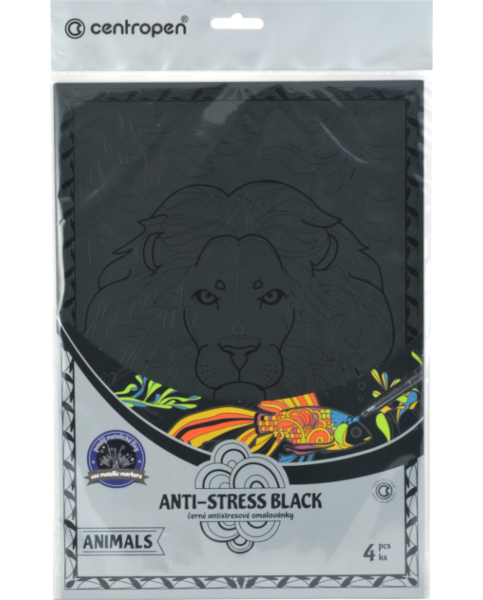 Omalovánky A4 Anti Stress Black Animals 942215