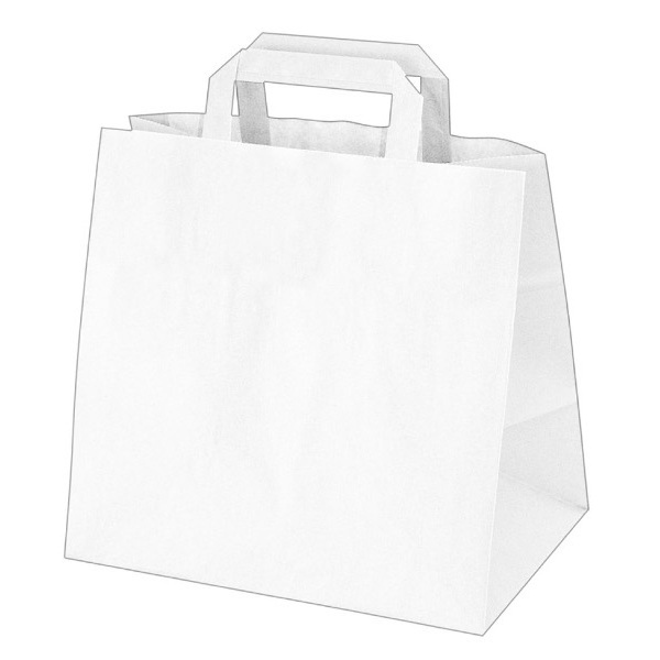 Papírové tašky 32x21x27cm bílé 50ks 219646