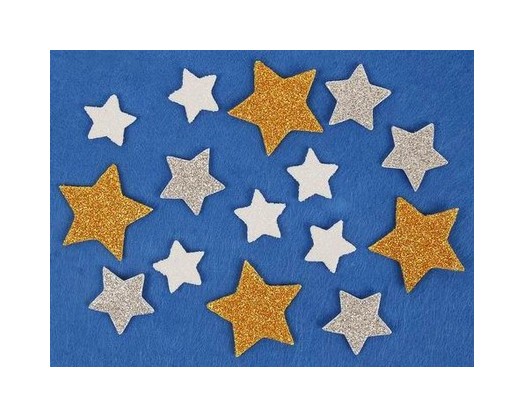 Pěnovka tvarová Hvězdy glitr 45 ks 948833
