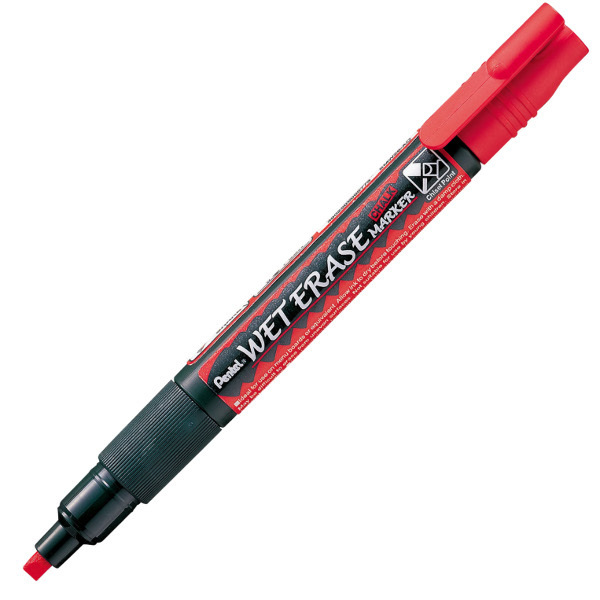 Popisovač křídový Pentel červený 2-4mm seříznutý 199314