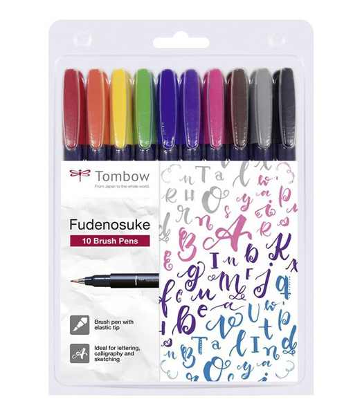 Sada na kaligrafii Fudenosuke BRUSH PEN 10ks 402193