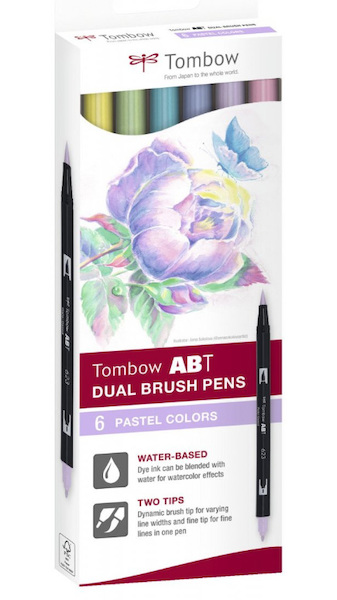 Sada oboustranných fixů ABT DUAL BRUSH PEN Pastels 6 ks 941405