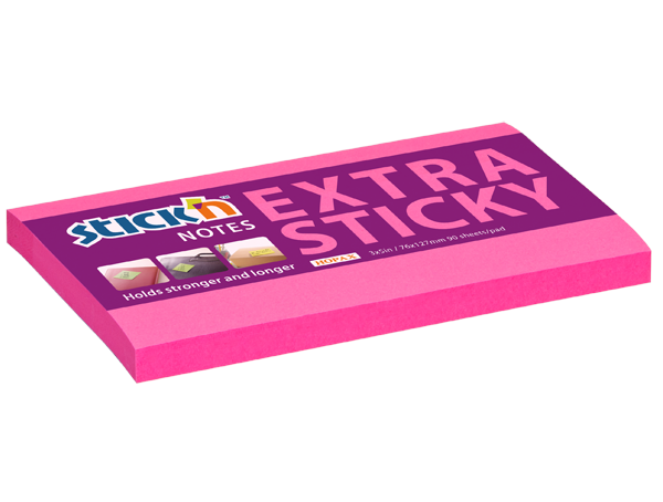 Samolepicí bloček Extra Sticky 76x127mm 90ks růžový 402236