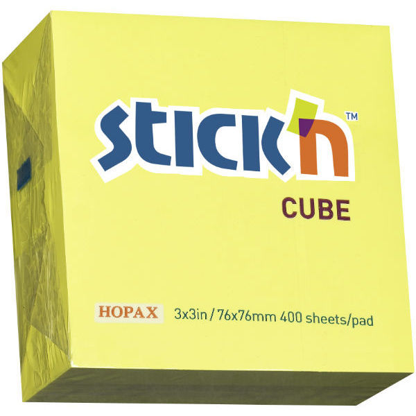 Samolepicí bloček Stick'n neon žlutý 401101