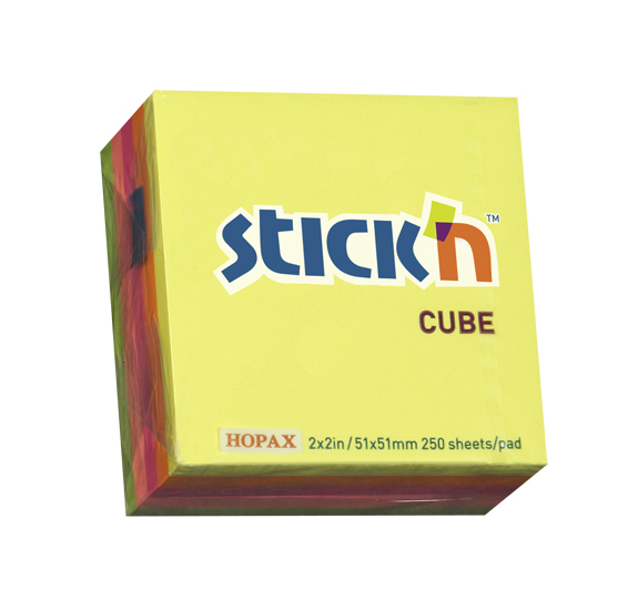 Samolepicí blok mini Cube neon mix barev 401241