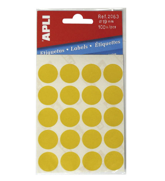 Samolepicí etikety kulaté žluté 19mm 119010