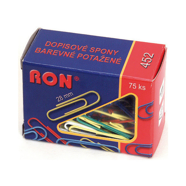 Spony dopisní RON 28mm barevné 75ks 178012