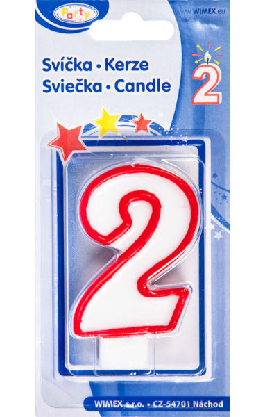 Svíčka číslo ''2'' 75mm 939362