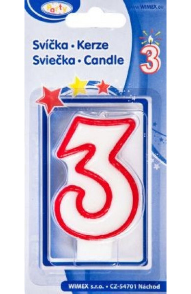 Svíčka číslo ''3'' 75mm 943839