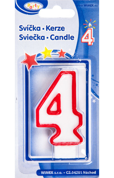 Svíčka číslo ''4'' 75mm 943840