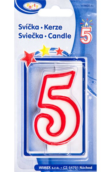 Svíčka číslo ''5'' 75mm 943841