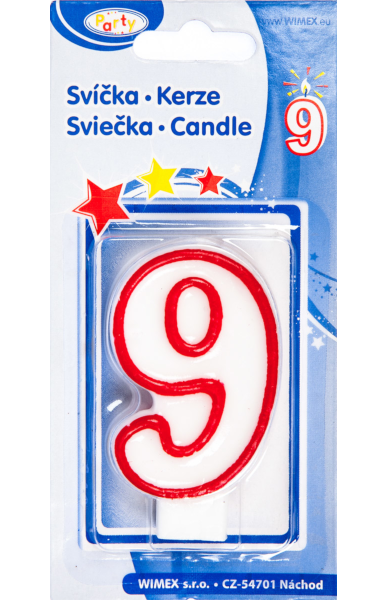 Svíčka číslo ''9'' 75mm 943846