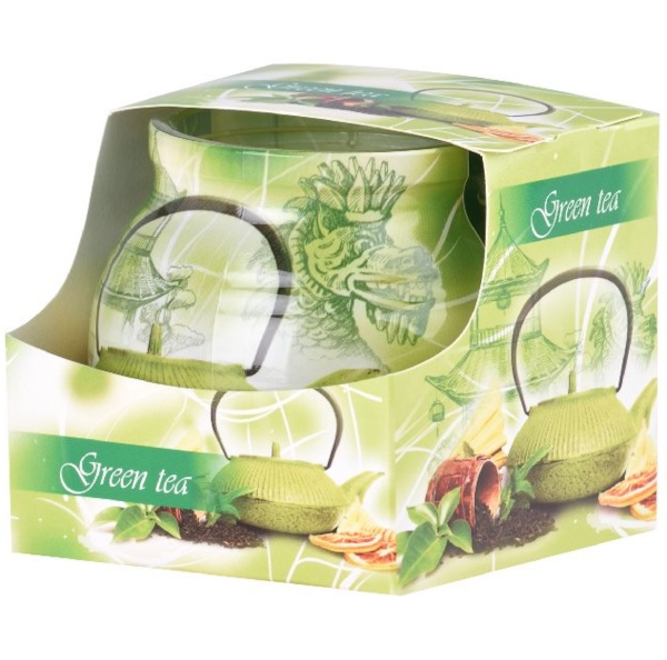 Svíčka sklo 80x72mm vonná Green tea 952221