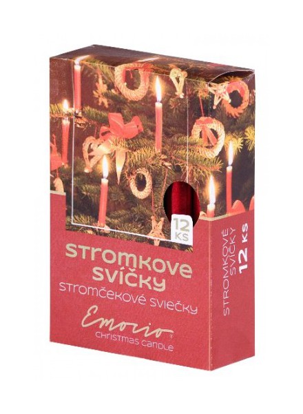 Vánoční svíčky stromkové červené metalické 12ks 937743