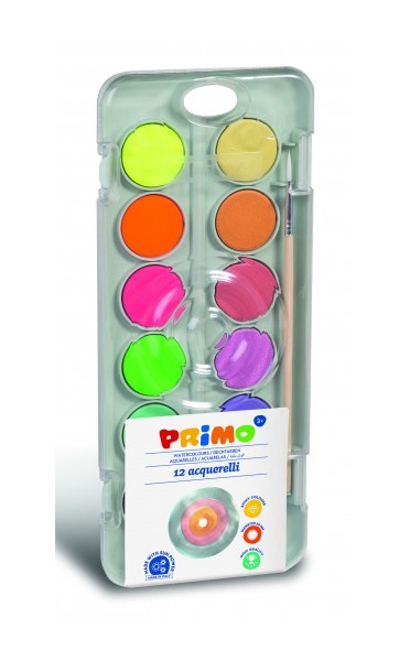 Vodové barvy Primo 12 barev fluo/metalické 302886