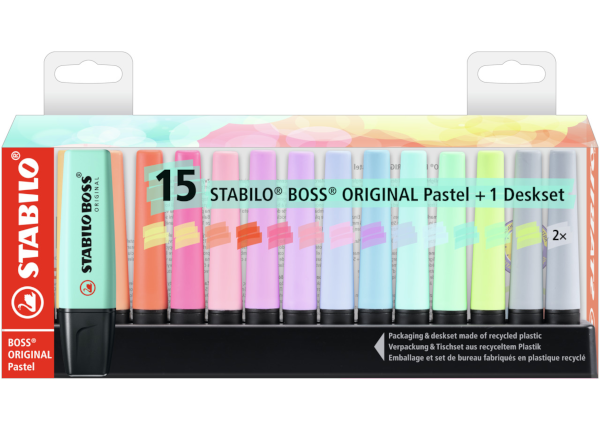 Zvýrazňovač Stabilo Boss 15ks pastel sada 15ks 313183