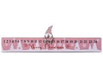 Adventní kalendář dřevěný růžový skřítek 40x10,5cm
