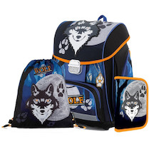 Batoh školní anatomický Premium Vlk sada