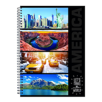 Blok spirálový A4 linka boční spirála Travel Amerika