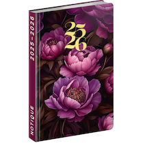 Diář 18měsíční Petito – Fialové květy 2025/2026 11 x 17 cm
