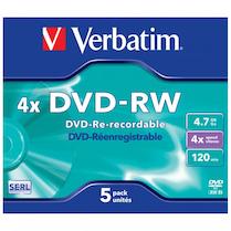 DVD-RW Verbatim 4,7 GB, 4x jewel box 1ks