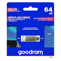 Flash disk USB Goodram stříbrný s otočnou krytkou 64GB