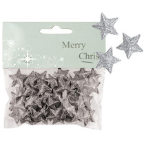 Hvězdičky s glitry 50ks stříbrné 2cm