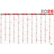 Kalendář nástěnný roční B1 červený