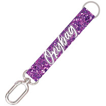 Klíčenka s karabinkou krátka Purple glitter